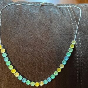Vibrant Beaded Necklace with Yellow and Green Accents